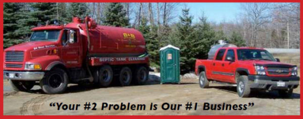 B&B Septic Tank Service trucks and portable toilet