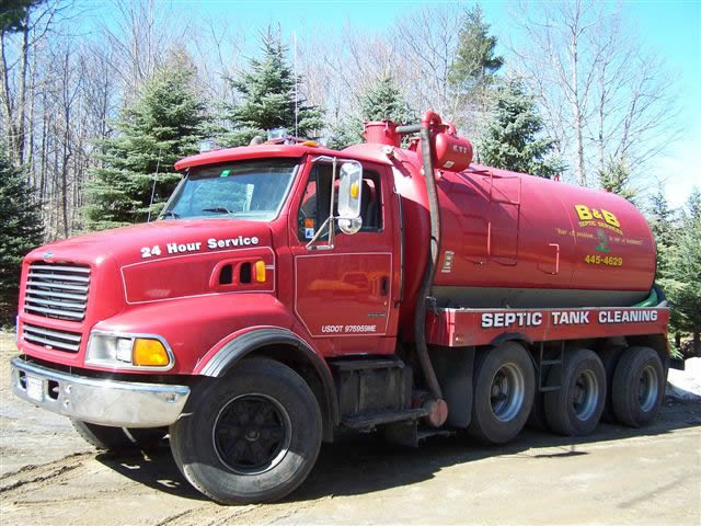 B&B Septic Services Inc septic tank pump truck.